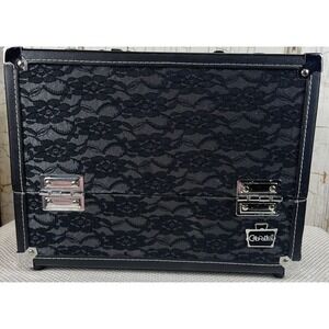 Caboodle Black Lace Make Up Jewelry Case Travel Storage Expandable Trays